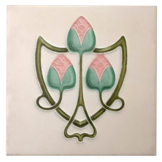 Carreau Rose Floral Jugendstil Art Nouveau Repro Angleterr (Devant)