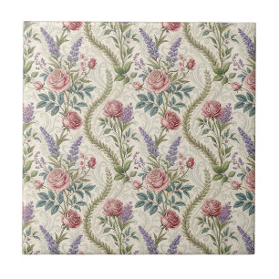 Carreau Rose Française Classique et Motif Floral de Lavand