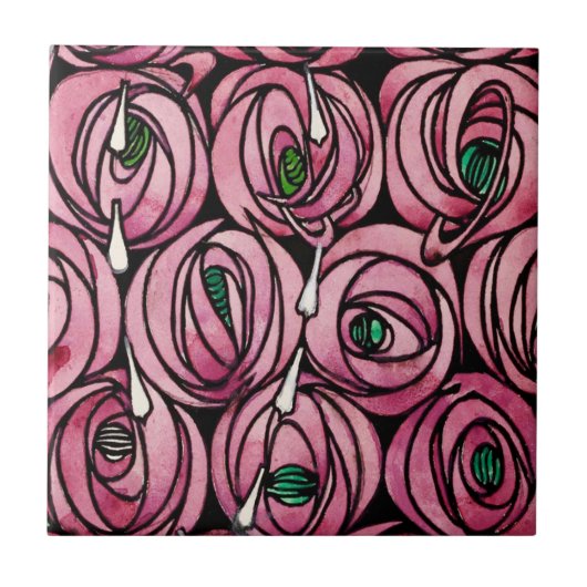 Carreau Rose Glasgow - Charles Rennie Mackintosh (Devant)