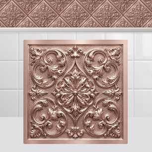 Carreau Rose Gold Antique Filigrane Relief Rose Victorian