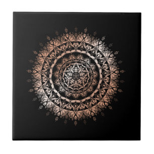 Carreau Rose Gold Black Floral Mandala