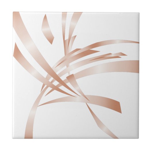 Carreau Rose Gold Blanc Art Abstrait (Devant)