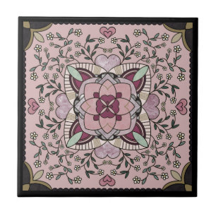 Carreau Rose Gold Faux Marble Mandala