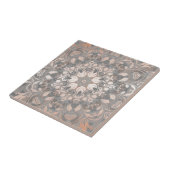 Carreau Rose Gold Gray Floral Mandala (Côté)