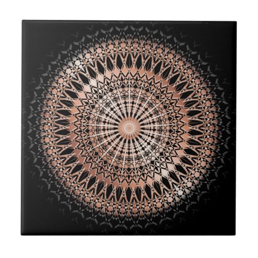 Carreau Rose Gold Noir Mandala (Devant)