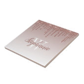 Carreau Rose Gold Pailleté Chic Monogramme à Goutte (Côté)
