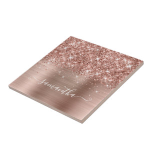 Carreau Rose Gold Pailleté Féminin Calligraphie Signature