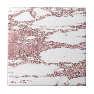 Carreau Rose Gold Rose Poudré Paillettes Brillant Marbre