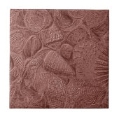 Carreau Rose Gold Seashells Ocean Beach Design élégant (Devant)