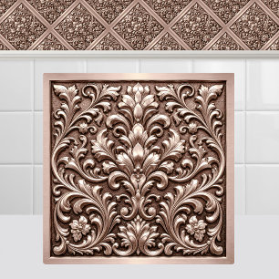 Carreau Rose Gold Victorien Motif Damassé de Plafond Embos
