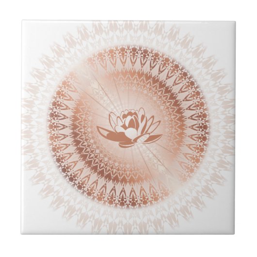 Carreau Rose Gold White Lotus Mandala (Devant)