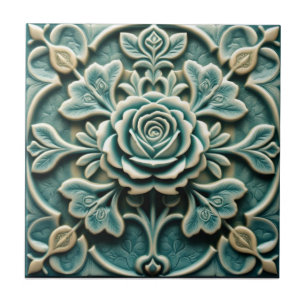 Carreau Rose Mackintosh Faux Relief Arts & Crafts Reproduc