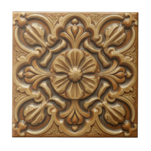 Carreau Rose Mackintosh Faux Relief Arts & Crafts Reproduc