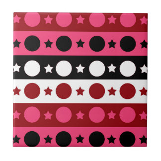 Carreau Rose noir blanc Cercle Étoiles rayures Design