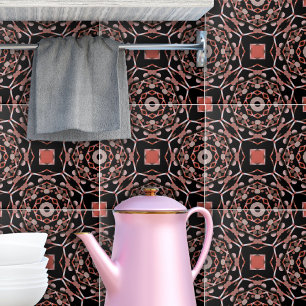 Carreau Rose Or Et Noir Design Moderne Abstrait