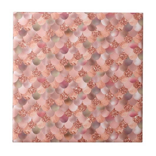 Carreau Rose or rose Parties scintillant sirène échelles j (Devant)