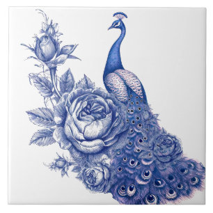 Carreau Rose Paon Bleu Blanc 