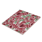 Carreau Rose Pays rouge vert vintage floral (Côté)