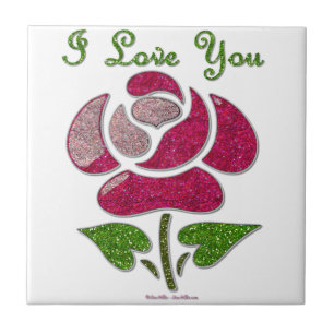 Carreau Rose Pochoir Rose Je T'aime