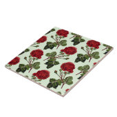 Carreau Rose Red Long Stem Motif Mint Green Arrière - plan (Côté)