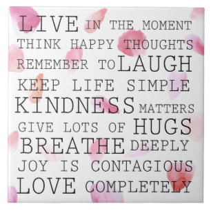 Carreau Rose romantique Pétales paroles inspirantes