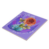 Carreau Rose rose dans le vase, w verset du Psaume 118:24 (Côté)