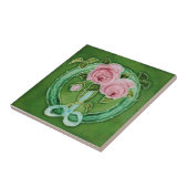 Carreau Rose rose Majolica Faux Relief Repro Antique (Côté)