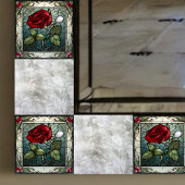 Carreau Rose rouge avec bordure de vigne look