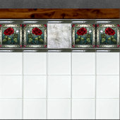 Carreau Rose rouge avec bordure de vigne look