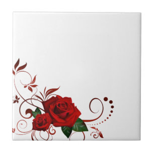 Carreau Rose rouge florale en mosaïque de céramique