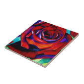 Carreau Rose rouge macro art original (Côté)