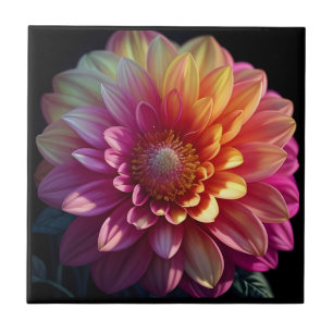 Carreau Rose Rouge Orange Jaune Violet Dahlia Fleur