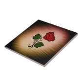 Carreau Rose rouge sur noir (Côté)