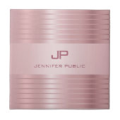 Carreau Rose tendance Modèle or Monogramme moderne (Devant)