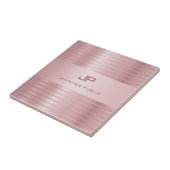 Carreau Rose tendance Modèle or Monogramme moderne (Côté)