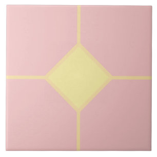 Carreau Rose tendre rose et croix diamantée abricot clair