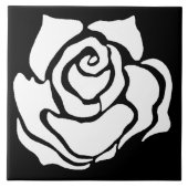 Carreau Rose Tribale Minimaliste Abstraite Blanche et Noir (Devant)