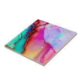 Carreau Rose vert violet moderne Aquarelle Abstraite (Côté)