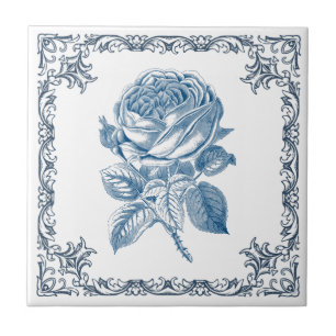 Carreau rose vintage bleue