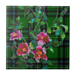 Carreau Rose vintage vert plaid