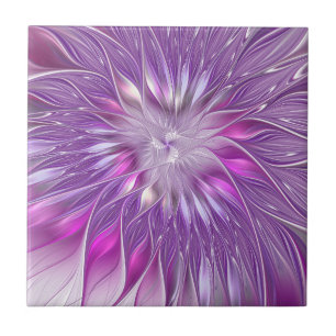 Carreau Rose violet passion Fleur Art Abstrait Fractal