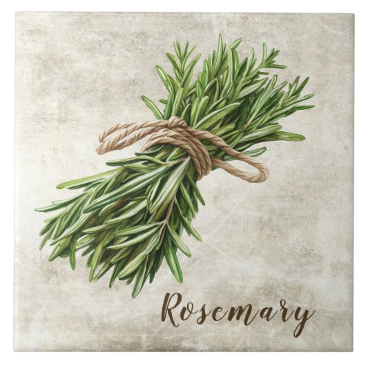 Carreau Rosemary Rustic Herbs  Faux Ceramic Tile (Devant)