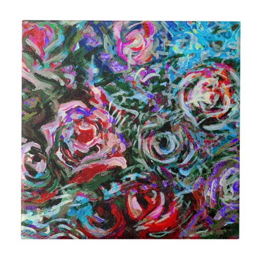 Carreau roses Abstraits en rouge et bleu (Devant)