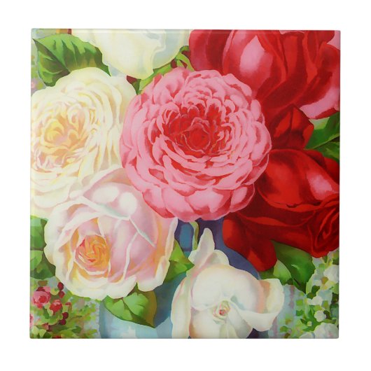 Carreau roses anciennes colorées (Devant)
