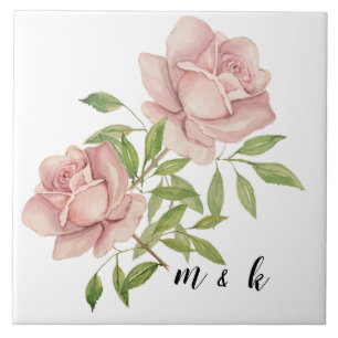 Carreau Roses Aquarelle Violet Fardées