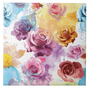 Carreau Roses aquarellées