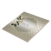 Carreau Roses blanches Coeurs d'or Carrelage en céramique (Côté)