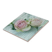 Carreau Roses Chic Rose Shabby Sur Bois Bleu (Côté)