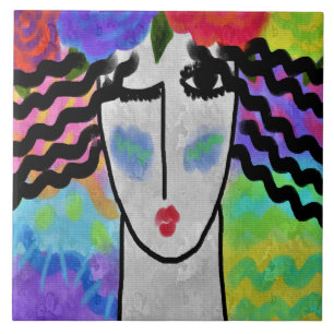 Carreau Roses dans ses cheveux Abstraite peinture numériqu