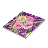 Carreau Roses d'aquarelle en Parties scintillant rose et c (Côté)